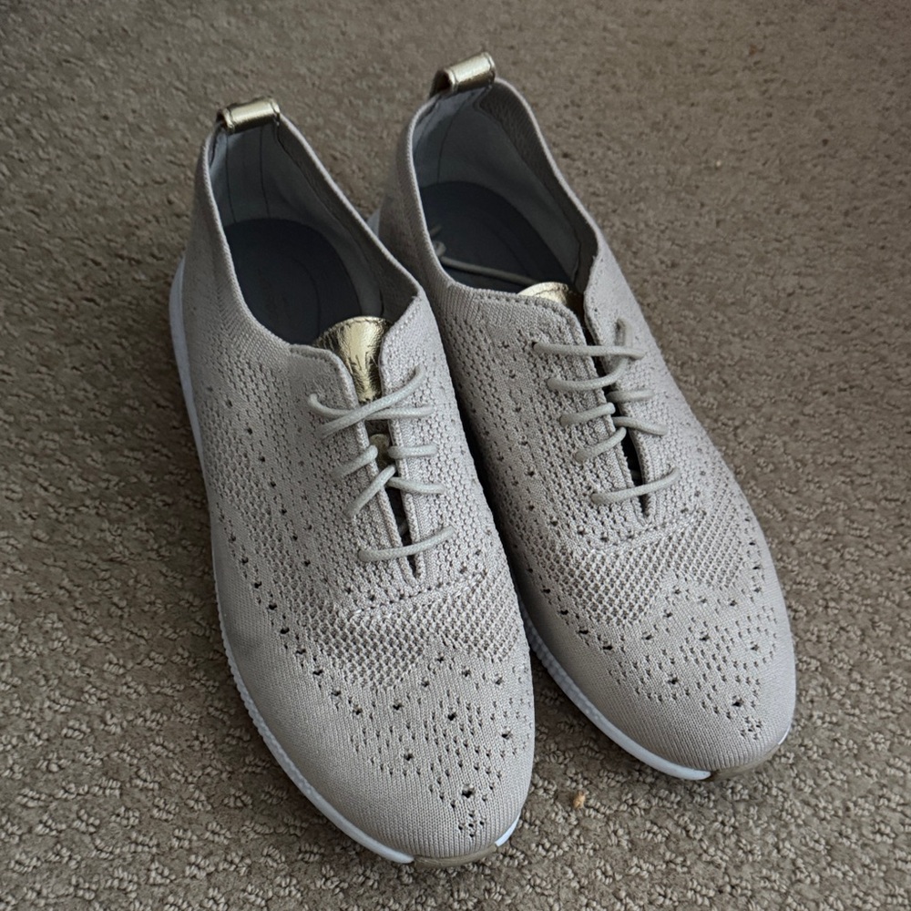 Cole Haan Women's Cream Knit Sneaker Oxfords